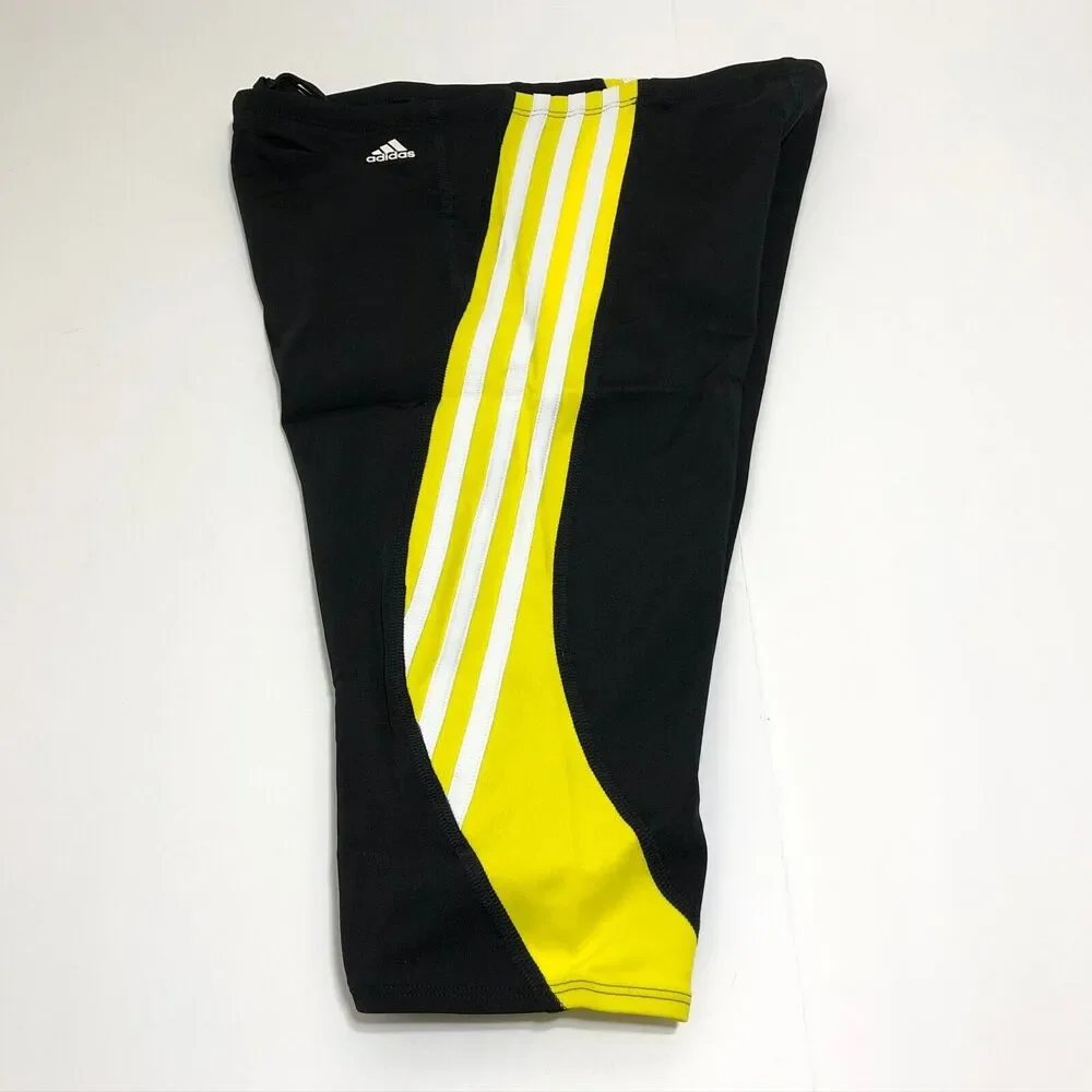 Adidas Solid Splice Infinitex + Swim Jammer Yellow 3 Stripes Mens 38